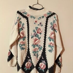 Floral Patterned Vintage Sweater